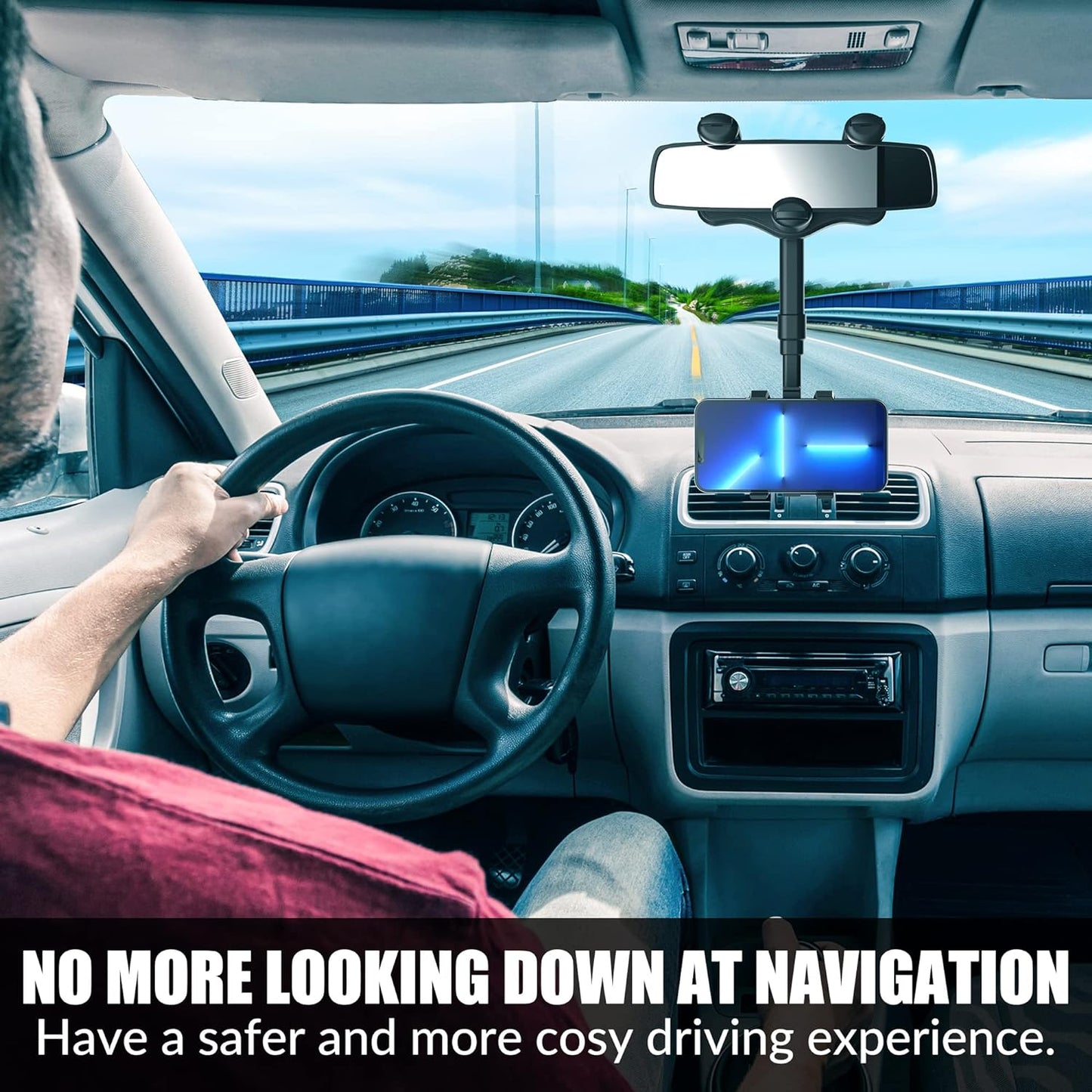 Rearview Mirror Phone Holder