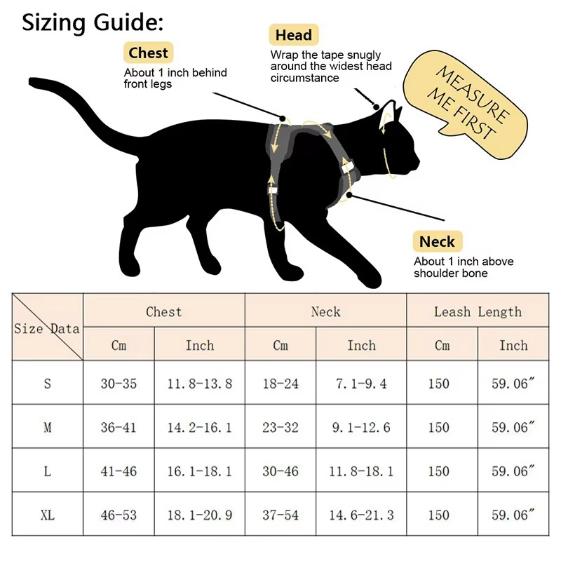 Reflective Cat Harness and Leash Set